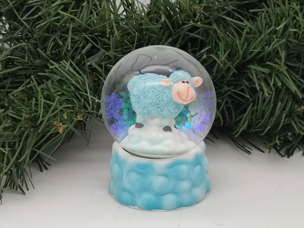 Glitterkugel Schaf, blau